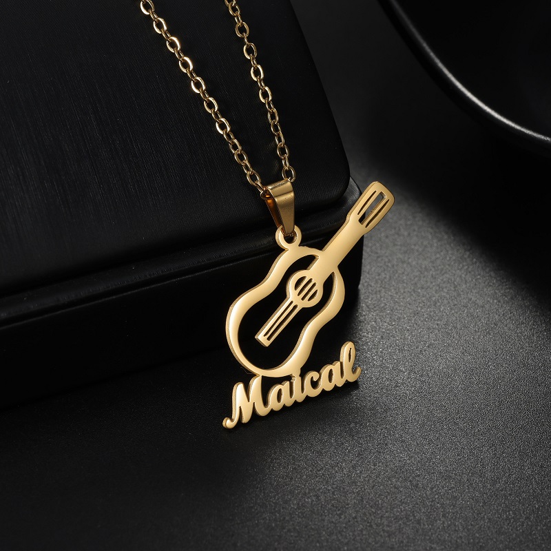 Musical Instrument And Name - Nuevo collar con colgante de instrumento