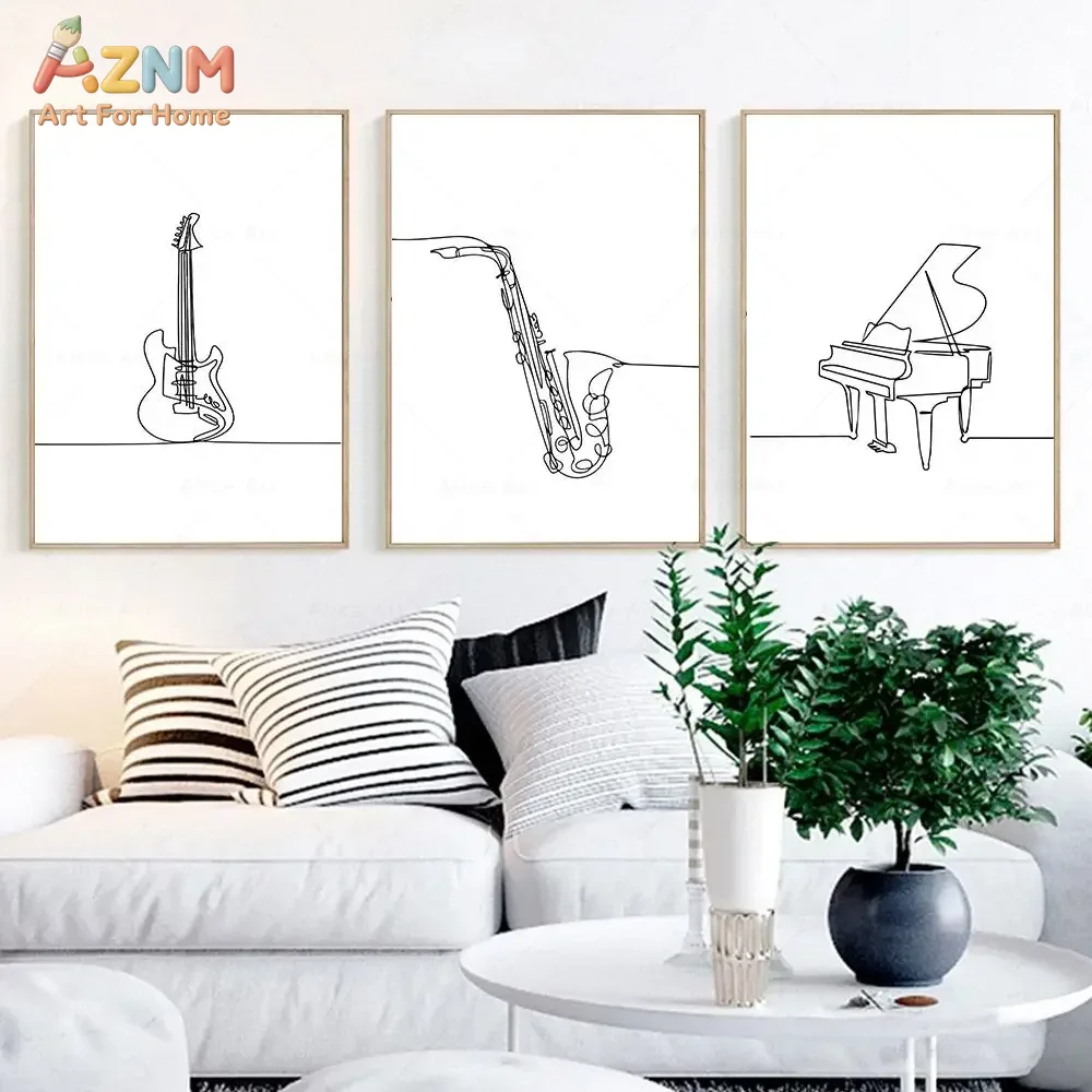 AZNM - Arte minimalista de una - Musical Instrument In Drawing reseña y precio